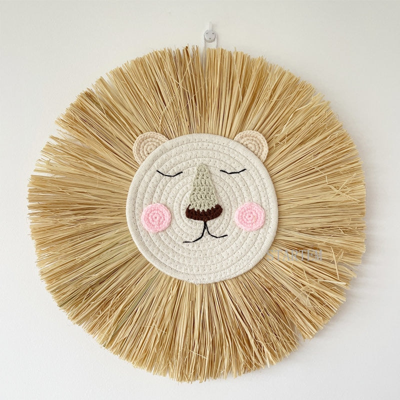 Lion Face Raffia Wall Hanging