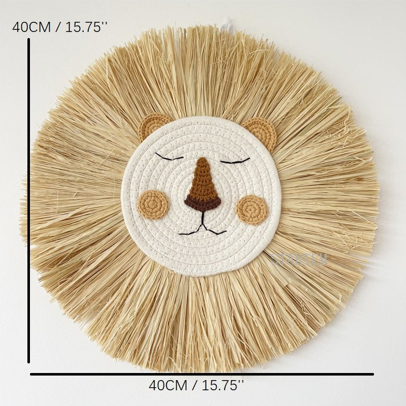 Lion Face Raffia Wall Hanging