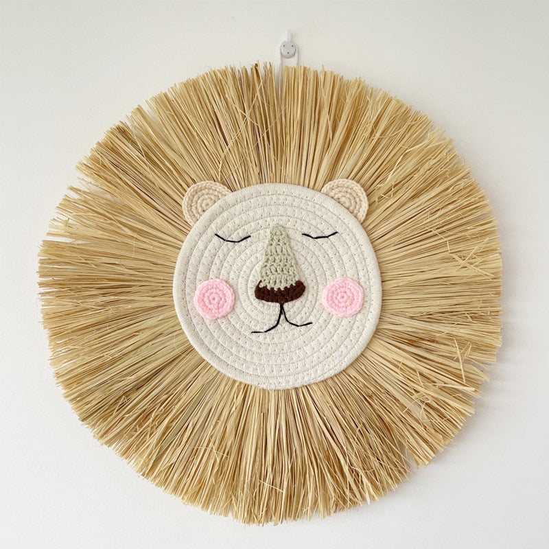 Lion Face Raffia Wall Hanging
