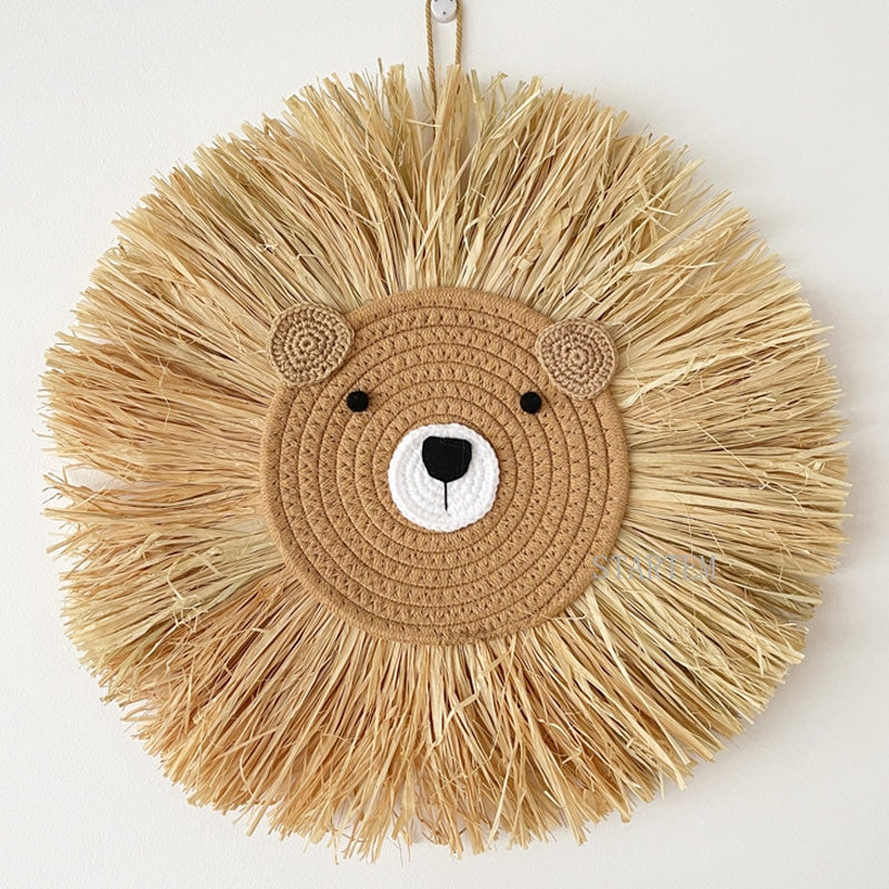 Lion Face Raffia Wall Hanging