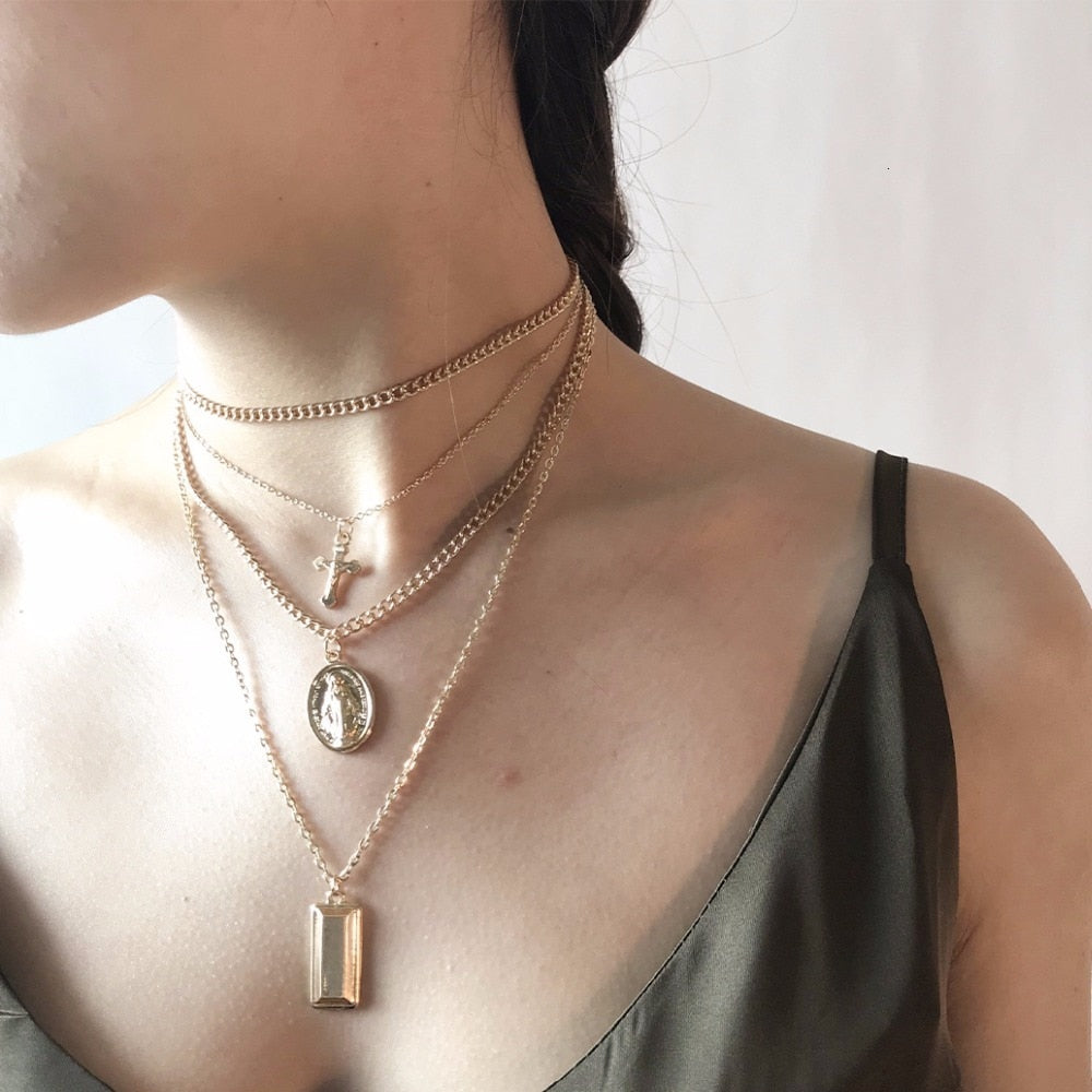 Cross Virgin Mary Pendant Necklace - Oneposh