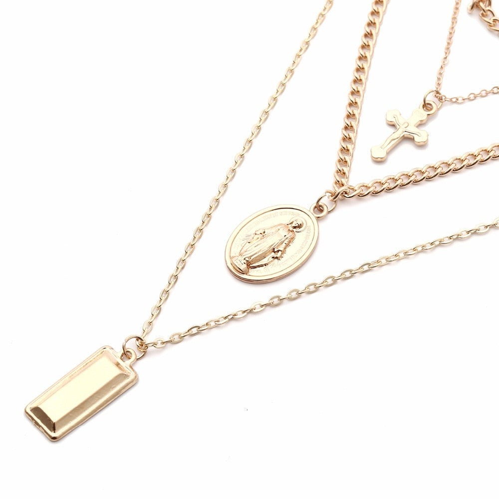 Cross Virgin Mary Pendant Necklace - Oneposh