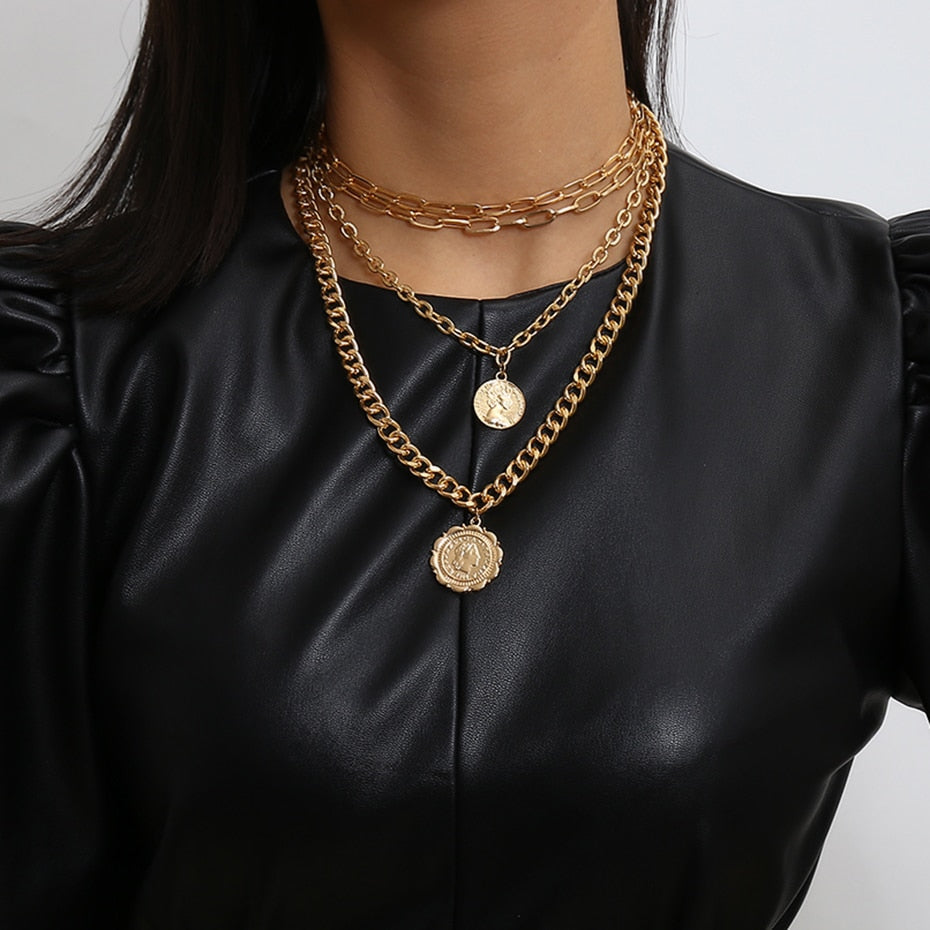 Multi Layer Curb Cuban Choker Necklace - Oneposh