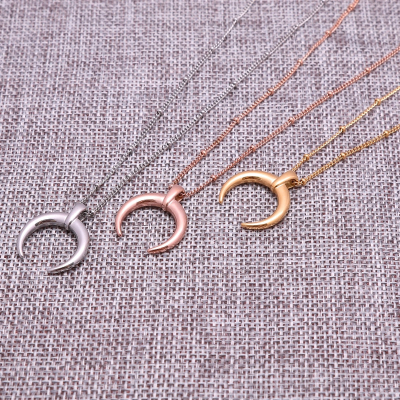 Stainless Steel Moon Pendant Necklace - Oneposh