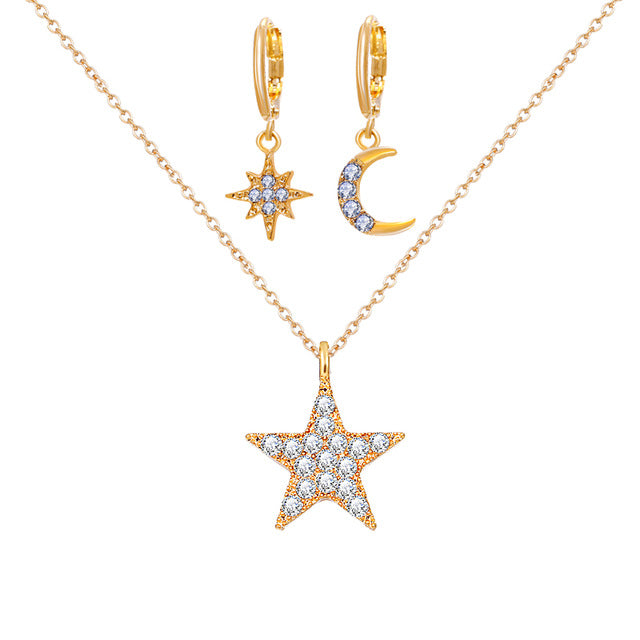 Vittoria Necklace Earrings Star Set - Oneposh