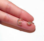 Moon Star 925 Sterling Silver Stud Earrings - Oneposh