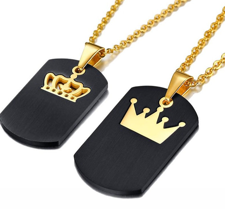 Crown Stainless Steel Personalized Couple Necklaces - Oneposh