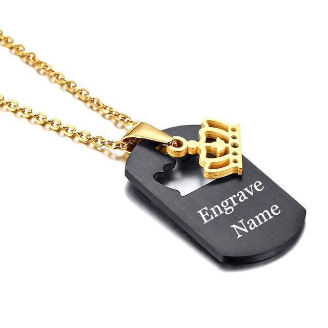 Crown Stainless Steel Personalized Couple Necklaces - Oneposh
