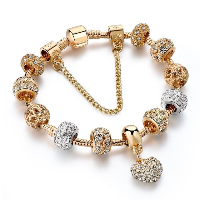 Crystal Heart Charm Bracelet - Oneposh