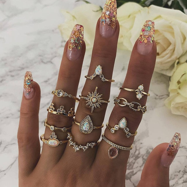 Opal Chic Rings Set - Oneposh